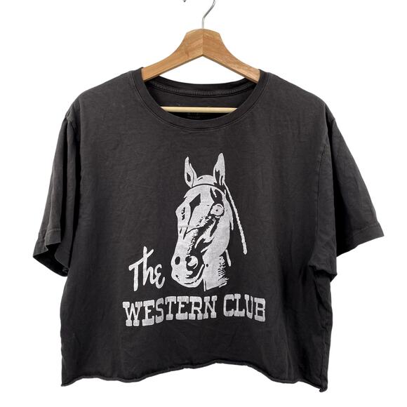 Bandit Brand Western Horse Gray Cropped tee - Picture 1 of 3